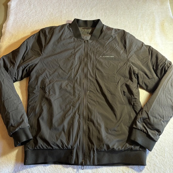 Lululemon Intermisson Bomber Jacket Men's M‎ Black Full Zip Puffer Down Lucid